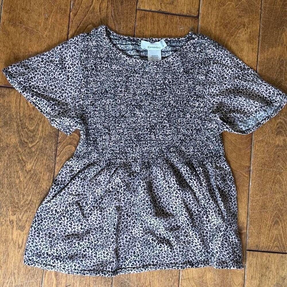 Urban romantics black and white leopard rayon blouse shirt size XS
